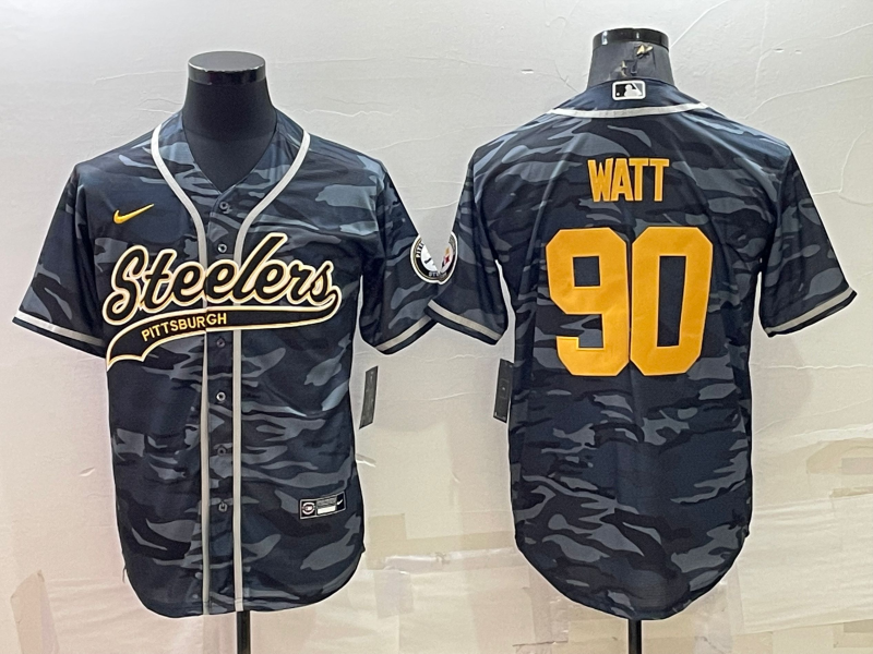 Men's Pittsburgh Steelers T.J. Watt #90 Gray Camouflage Jersey Joint edition